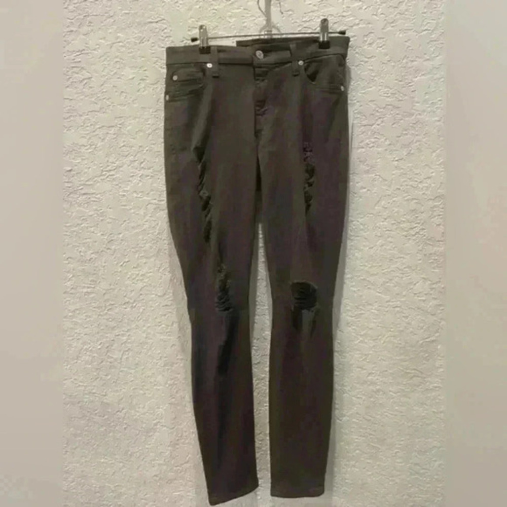 NWT 7 for all mankind grey distressed skinny jeans size 26